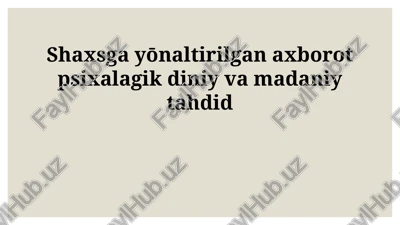 shaxsga yo'naltirilgan tahdidlar — PPTX