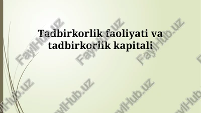 tadbirkorlik faoliyati va tadbirkorlik kapitali — PPTX