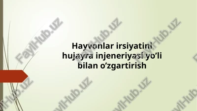 hayvonlar irsiyatini hujayra injeneriyasi yo’li bilan o’zgartirish — PPTX