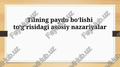 tilning paydo boʻlishi toʻgʻrisidagi asosiy nazariyalar — PPTX