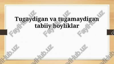 tugaydigan va tugamaydigan tabiiy boyliklar — PPTX