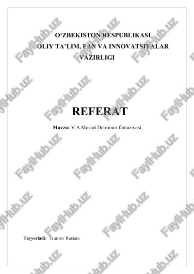 v.a.mosart do minor fantaziyasi — DOCX