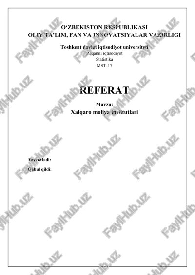 xalqaro moliya institutlari — DOCX