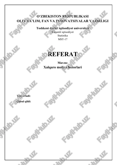 xalqaro moliya bozorlari — DOCX