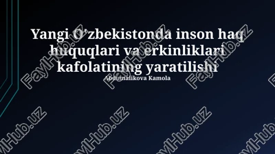 yangi o'zbekistonda inson haq huquqlari va erkinliklari kafolatining yaratilishi — PPTX