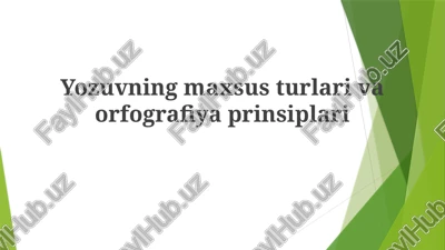 yozuvning maxsus turlari va orfografiya prinsiplari — PPTX