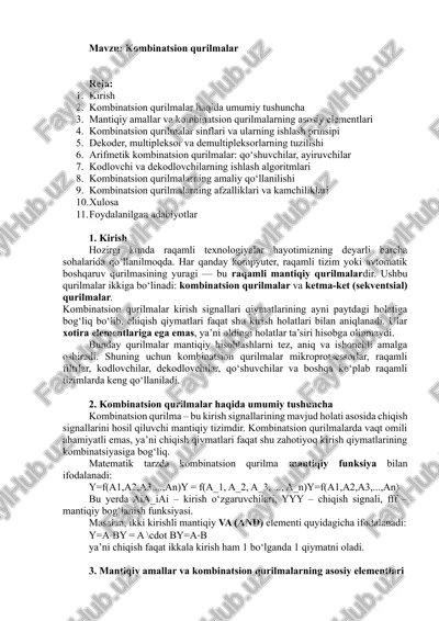 kombinatsion qurilmalar — DOCX