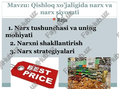 qishloqxo’jalikdanarxvanarxsiyosati — PPTX
