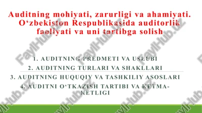 auditningmohiyati, zarurligi va ahamiyati — PPTX