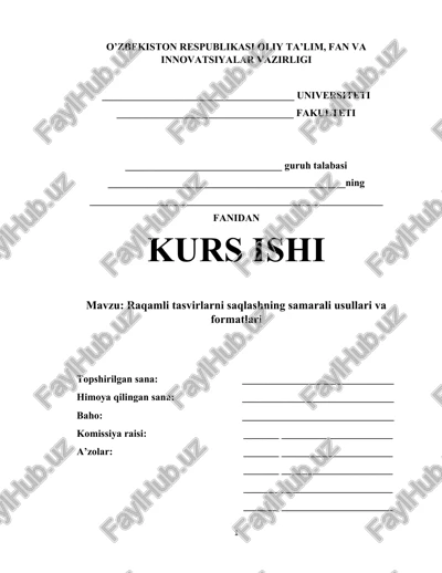 raqamli tasvirlarni saqlashning samarali usullari va formatlari — PDF