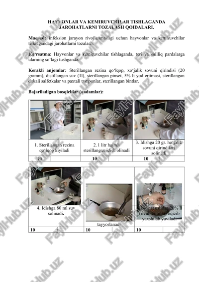 hayvonlar va kemiruvchilar tishlaganda jarohatlarni tozalash qoidalari — DOCX