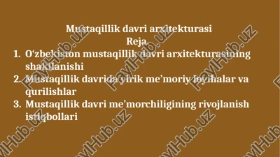 mustaqillik davri arxitekturasi — PPTX