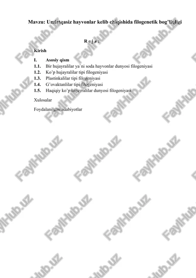 bir hujayralilar filogeniyasi — DOCX