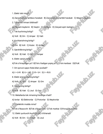 elektr energiyasi — PDF