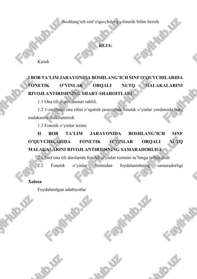 fonetik o'yinlar tizimi — DOCX