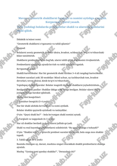 geometrik shakllarni o‘rganamiz va tahlil qilamiz! — DOCX