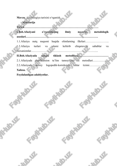 afazialogiya tarixini oʻrganish — DOCX
