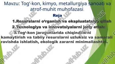 tog‘-kon, kimyo, metallurgiya sanoati va atrof-muhit muhofazasi — PPTX