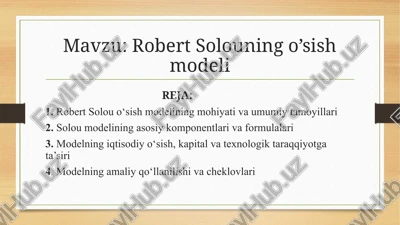 robert solouning o’sish modeli — PPTX