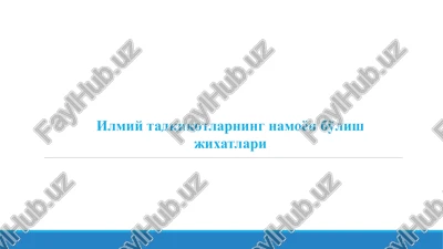 ilmiy tadqiqotlarning namoyon bo'lish jixatlari — PPTX