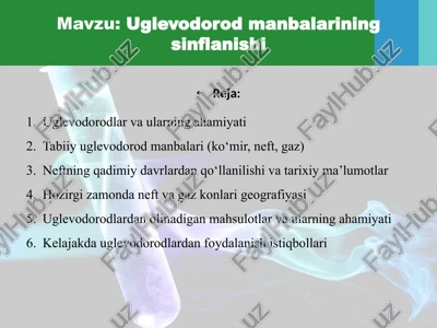 uglevodorod manbalarining sinflanishi — PPTX