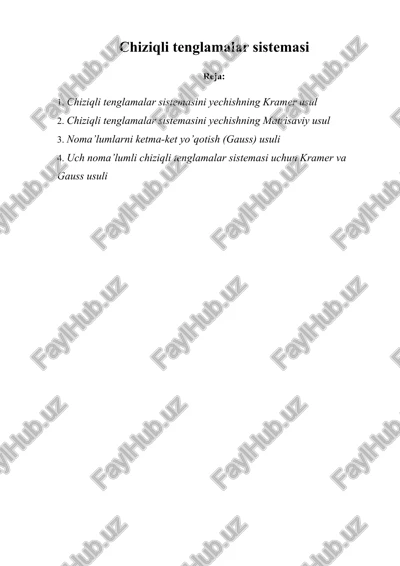 chiziqli tenglamalar sistemasi — DOCX
