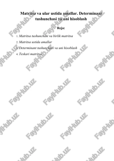 matritsa va ular ustida amallar — DOCX