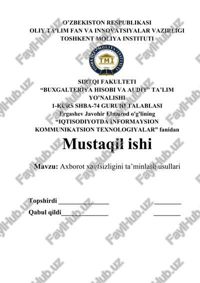 axborot xavfsizligini ta’minlash usullari — DOCX