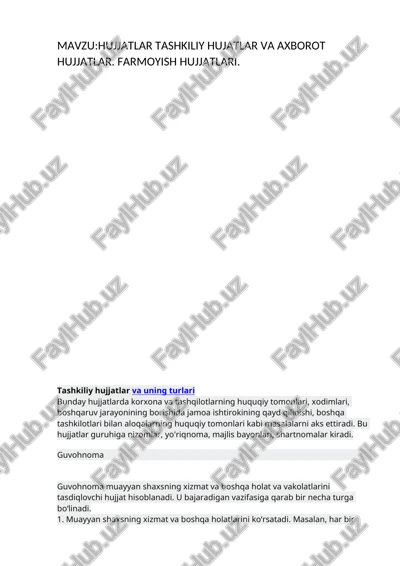 tashkiliy hujjatlar va axborot hujjatlar — DOCX