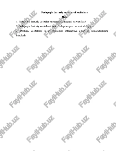 pedagogik dasturiy vositalarni loyihalash — DOCX
