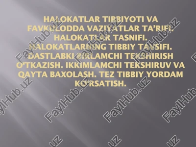 halokatlar tibbiyoti — PDF