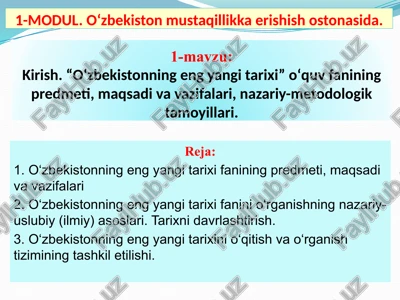 o‘zbekistonning eng yangi tarixi — PPTX