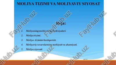 moliya tizimi va moliyaviy sityosat — PPTX