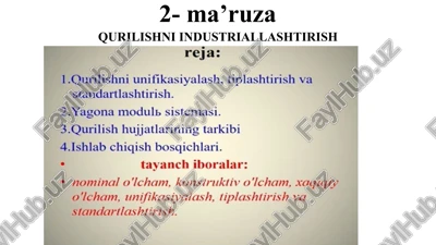 qurilishni industriallashtirish — PPTX