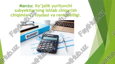 xo’jalik yurituvchisi - ishlabchiqarish chiqimlari, foydasi va rentabelligi — PPTX