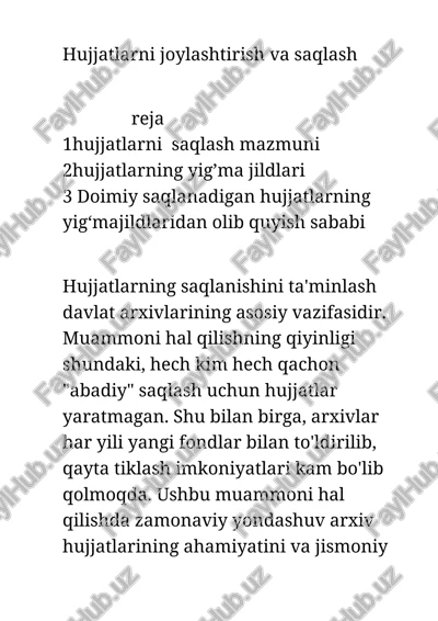 hujjatlarni joylashtirish va saqlash — DOCX