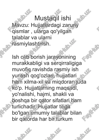 hujjatlardagi zaruriy qismlar va ularga qo'yilgan talablar — DOCX