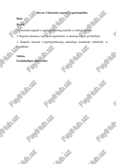 chastotani raqamli o‘zgartirgichlar — DOCX