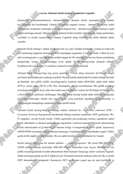 abonent kirish tarmolari — PDF