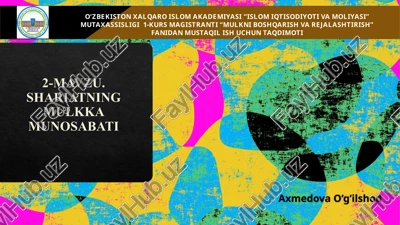 shariatning mulkka munosabati — PPTX