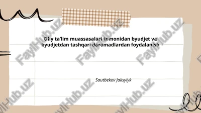 oliy ta'lim muassasalarida byudjet va byudjetdan tashqari daromadlarni rejalashtirish prinsiplari — PPTX