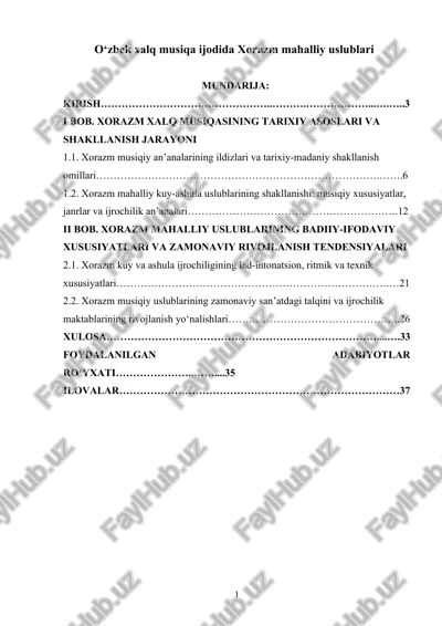 o‘zbek xalq musiqa ijodida xorazm mahalliy uslublari — DOCX