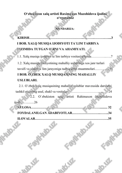 o‘zbekiston xalq artisti raximaxon mazohidova ijodini o‘rganamiz — DOCX