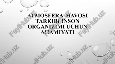 atmosfera havosi tarkibi inson organizimi uchun ahamiyati — PPTX
