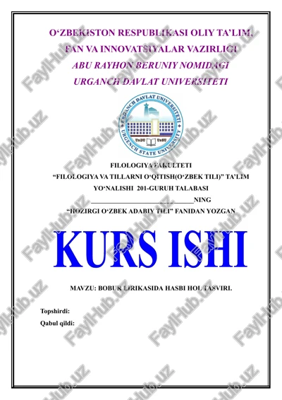 bobur lirikasida hasbi hol tasviri — DOCX
