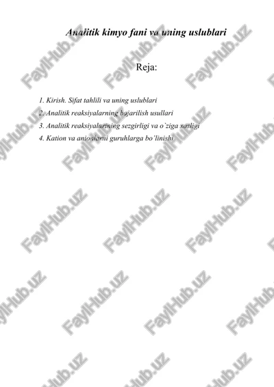 analitik kimyo fani va uning uslublari — DOCX