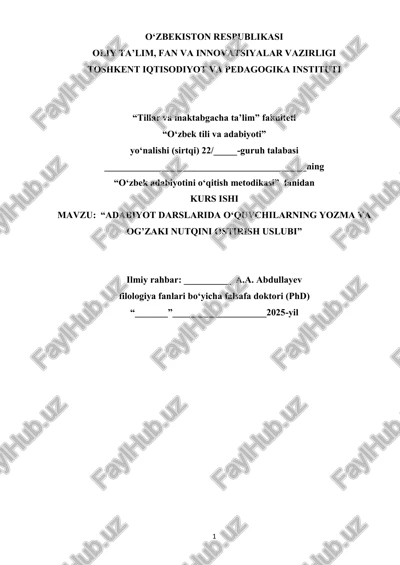o‘zbek adabiyotini o‘qitish metodikasi — PDF