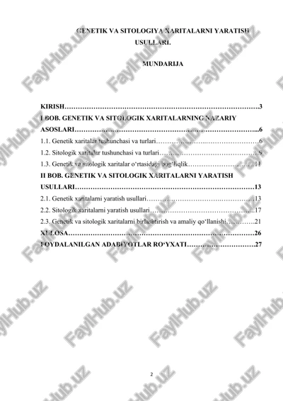 genetik va sitologiya xaritalarni yaratish usullari — PDF