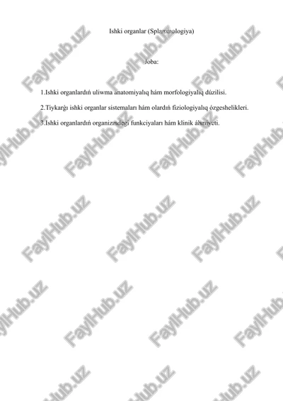 ishki organlar (splanxnologiya) — DOCX