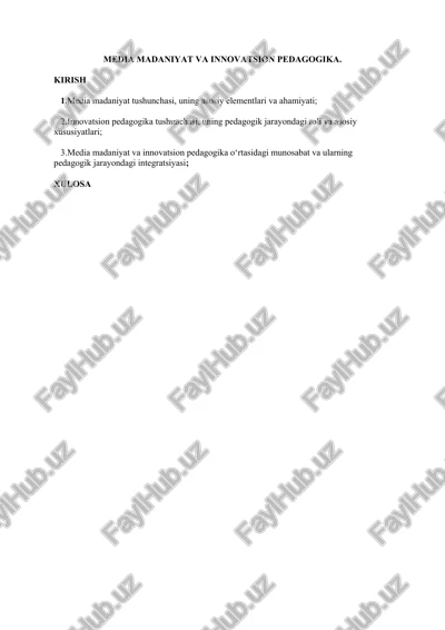 media madaniyat va innovatsion pedagogika — DOCX